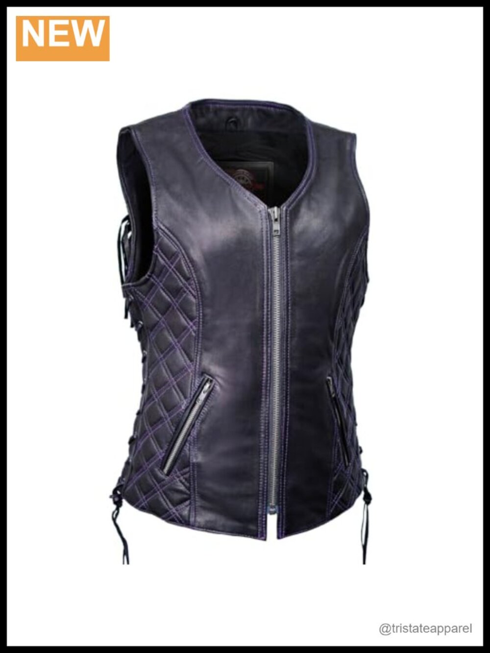 Premium Leather Biker Vest, Full-Grain Goat Leather, Conceal Carry, Abrasion